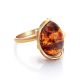 Adjustable Cognac Amber Ring In Gold-Plated Silver The Vivaldi, Ring Size: Adjustable, image , picture 4