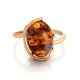 Adjustable Cognac Amber Ring In Gold-Plated Silver The Vivaldi, Ring Size: Adjustable, image , picture 5