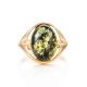 Bold Gold-Plated Ring With Green Amber The Astrid, Ring Size: 11.5 / 21, image , picture 4