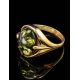 Bold Gold-Plated Ring With Green Amber The Astrid, Ring Size: 9 / 19, image , picture 2