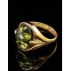 Bold Gold-Plated Ring With Green Amber The Astrid, Ring Size: 12 / 21.5, image , picture 2