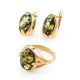 Bold Gold-Plated Ring With Green Amber The Astrid, Ring Size: 10 / 20, image , picture 5