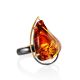 GOLD PLATED COCKTAIL RING WITH COGNAC AMBER THE RIALTO, Ring Size: Adjustable, image 