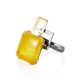 Geometric Adjustable Silver Ring With Natural Amber The Picasso, Ring Size: Adjustable, image , picture 3