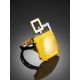 Geometric Adjustable Silver Ring With Natural Amber The Picasso, Ring Size: Adjustable, image , picture 2
