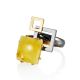 Extraordinary Silver Adjustable Ring With Amber The Picasso, Ring Size: Adjustable, image , picture 3