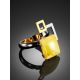 Extraordinary Silver Adjustable Ring With Amber The Picasso, Ring Size: Adjustable, image , picture 2