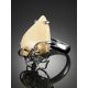 Handcrafted Silver Adjustable Ring With Mammoth Tusk The Era, Ring Size: Adjustable, image , picture 2