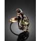 Adjustable Golden Ring With Green Amber The Rialto, Ring Size: Adjustable, image , picture 2