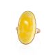 Amazing Golden Ring With Cloudy Amber, Ring Size: 13 / 22, image , picture 3