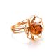 Adjustable Gold-Plated Ring With Cognac Amber The Daisy, Ring Size: Adjustable, image , picture 3