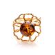 Adjustable Gold-Plated Ring With Cognac Amber The Daisy, Ring Size: Adjustable, image , picture 4