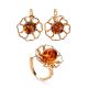 Adjustable Gold-Plated Ring With Cognac Amber The Daisy, Ring Size: Adjustable, image , picture 6