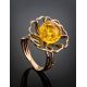 Luminous Amber Ring In Gold-Plated Silver The Daisy, Ring Size: Adjustable, image , picture 2