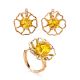 Floral Amber Earrings In Gold-Plated Silver The Daisy, image , picture 5
