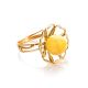 Ultra Feminine Amber Ring In Gold-Plated Silver The Daisy, Ring Size: Adjustable, image , picture 3