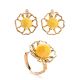 Ultra Feminine Amber Ring In Gold-Plated Silver The Daisy, Ring Size: Adjustable, image , picture 6