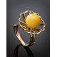 Ultra Feminine Amber Ring In Gold-Plated Silver The Daisy, Ring Size: Adjustable, image , picture 2