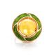 Amber and Green Enamel Ring In Gold-Plated Silver The Empire, Ring Size: 6.5 / 17, image , picture 4