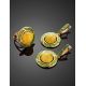 Amber and Green Enamel Ring In Gold-Plated Silver The Empire, Ring Size: 6.5 / 17, image , picture 5