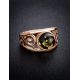 Refined Gold-Plated Ring With Green Amber The Scheherazade, Ring Size: 5.5 / 16, image , picture 2
