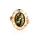 Adjustable Gold-Plated Ring With Green Amber The Ellas, Ring Size: Adjustable, image , picture 3