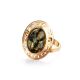 Adjustable Gold-Plated Ring With Green Amber The Ellas, Ring Size: Adjustable, image , picture 4