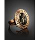 Adjustable Gold-Plated Ring With Green Amber The Ellas, Ring Size: Adjustable, image , picture 2