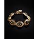 Gold-Plated Link Bracelet With Green Amber The Ellas, image , picture 2