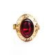 Adjustable Gold-Plated Ring With Cherry Amber The Ellas, Ring Size: Adjustable, image , picture 3
