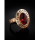 Adjustable Gold-Plated Ring With Cherry Amber The Ellas, Ring Size: Adjustable, image , picture 2