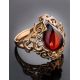 Romantic Glamour Amber Ring In Gold-Plated Sterling Silver The Luxor, Ring Size: 4 / 15, image , picture 2