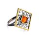 Gold-Plated Ring With Cognac Amber The Arabesque, Ring Size: 8 / 18, image , picture 5