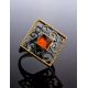 Gold-Plated Ring With Cognac Amber The Arabesque, Ring Size: 10 / 20, image , picture 2