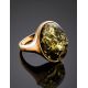 Green Amber Ring In Gold-Plated Silver The Goji, Ring Size: 9.5 / 19.5, image , picture 2