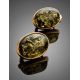 Oval Gold Plated Amber Earrings The Goji, image , picture 2