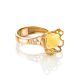 Gold-Plated Ring With Round Cut Honey Amber The Geneva, Ring Size: 8 / 18, image , picture 3