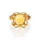Gold-Plated Ring With Round Cut Honey Amber The Geneva, Ring Size: 6 / 16.5, image , picture 4