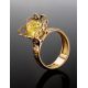 Lemon Amber Ring In Gold-Plated Silver The Geneva, Ring Size: 9.5 / 19.5, image , picture 2