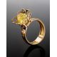 Lemon Amber Ring In Gold-Plated Silver The Geneva, Ring Size: 8.5 / 18.5, image , picture 2