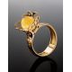 Gold-Plated Ring With Round Cut Honey Amber The Geneva, Ring Size: 9 / 19, image , picture 5