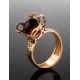 Gold-Plated Ring With Cherry Amber The Geneva, Ring Size: 8 / 18, image , picture 2
