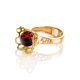 Gold-Plated Ring With Cherry Amber The Geneva, Ring Size: 8 / 18, image , picture 3
