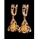 Dangle Amber Earrings In Gold-Plated Silver The Geneva, image , picture 2