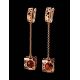 Cherry Amber Earrings In Gold-Plated Silver The Geneva, image , picture 3