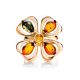 Adjustable Gold-Plated Ring With Multicolor Amber The Shamrock, Ring Size: Adjustable, image , picture 4