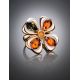 Adjustable Gold-Plated Ring With Multicolor Amber The Shamrock, Ring Size: Adjustable, image , picture 2