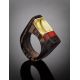 Handmade Honey Amber Ring With Padauk Wood The Indonesia, Ring Size: 6.5 / 17, image , picture 2