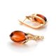 Cognac Amber Earrings In Gold-Plated Silver The Palermo, image , picture 3