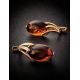 Cognac Amber Earrings In Gold-Plated Silver The Palermo, image , picture 2